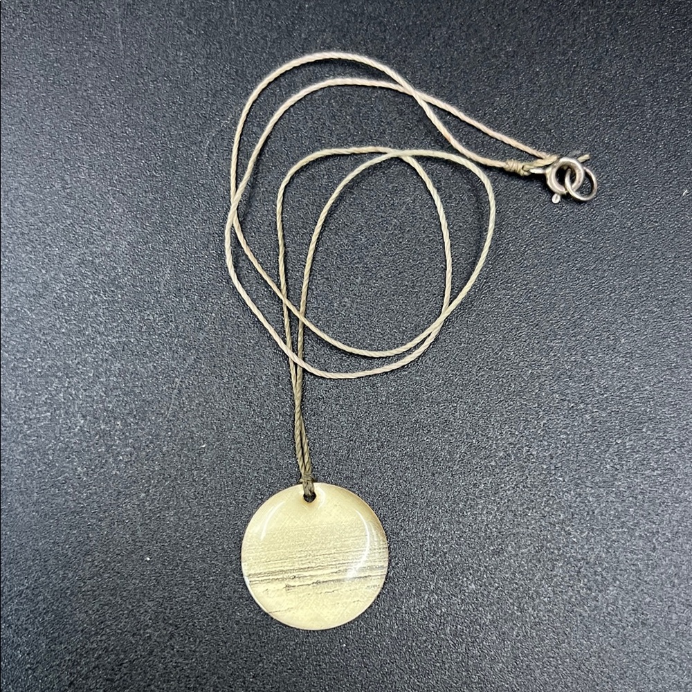 Vintage 18” String Necklace with Resin over 925 Sterling Silver Pendant Necklace